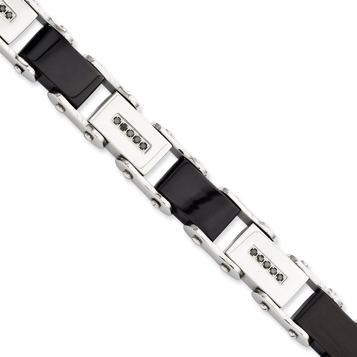 Stainless Steel Polished Black IP-plated with 1/4 carat Black Diamond Bracelet for Men Main image