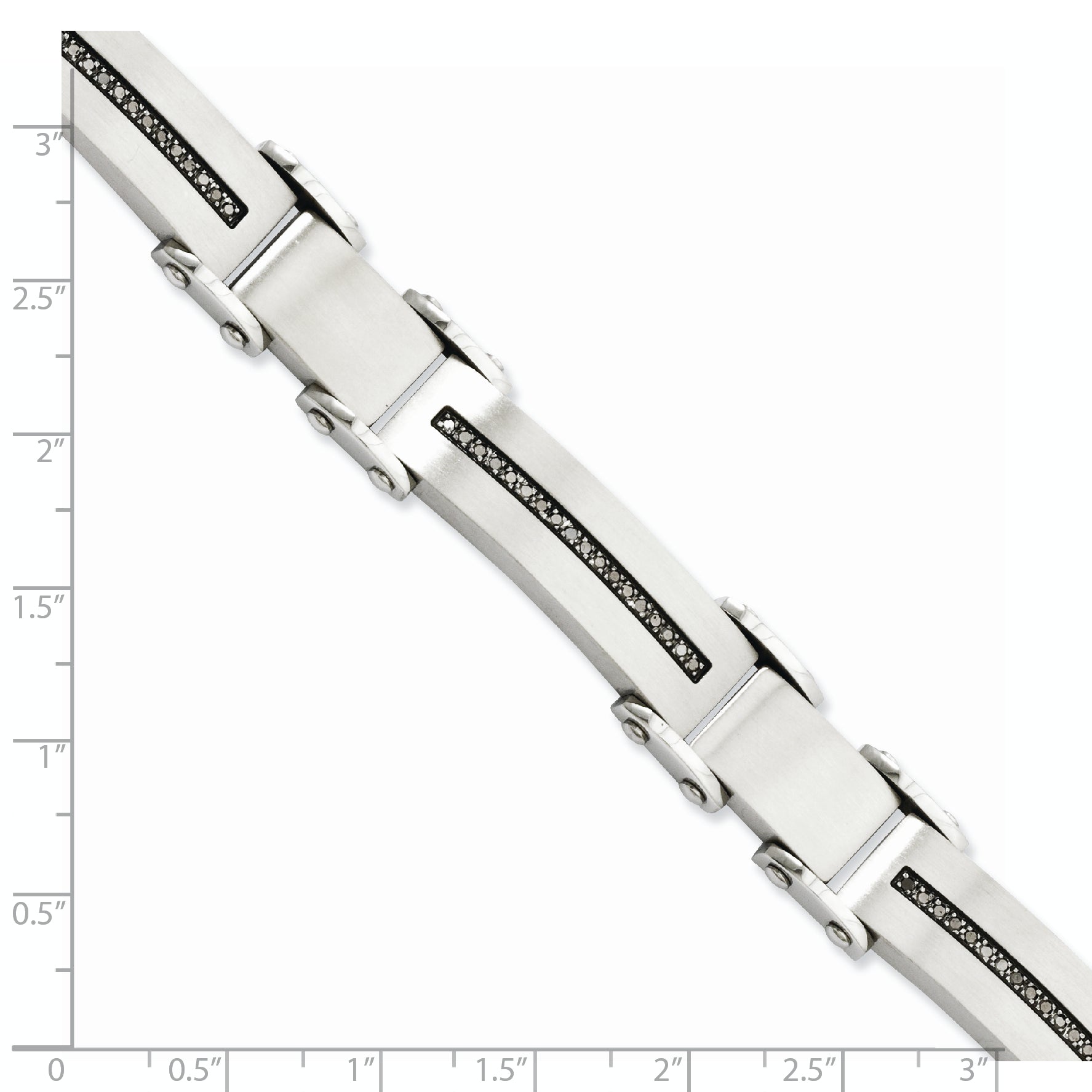 Stainless Steel Brushed and Polished with 1/2 carat Black Diamond Bracelet for Men Secondary image