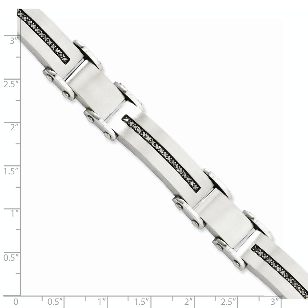Stainless Steel Brushed and Polished with 1/2 carat Black Diamond Bracelet for Men