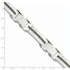Stainless Steel Brushed and Polished with 1/2 carat Black Diamond Bracelet for Men