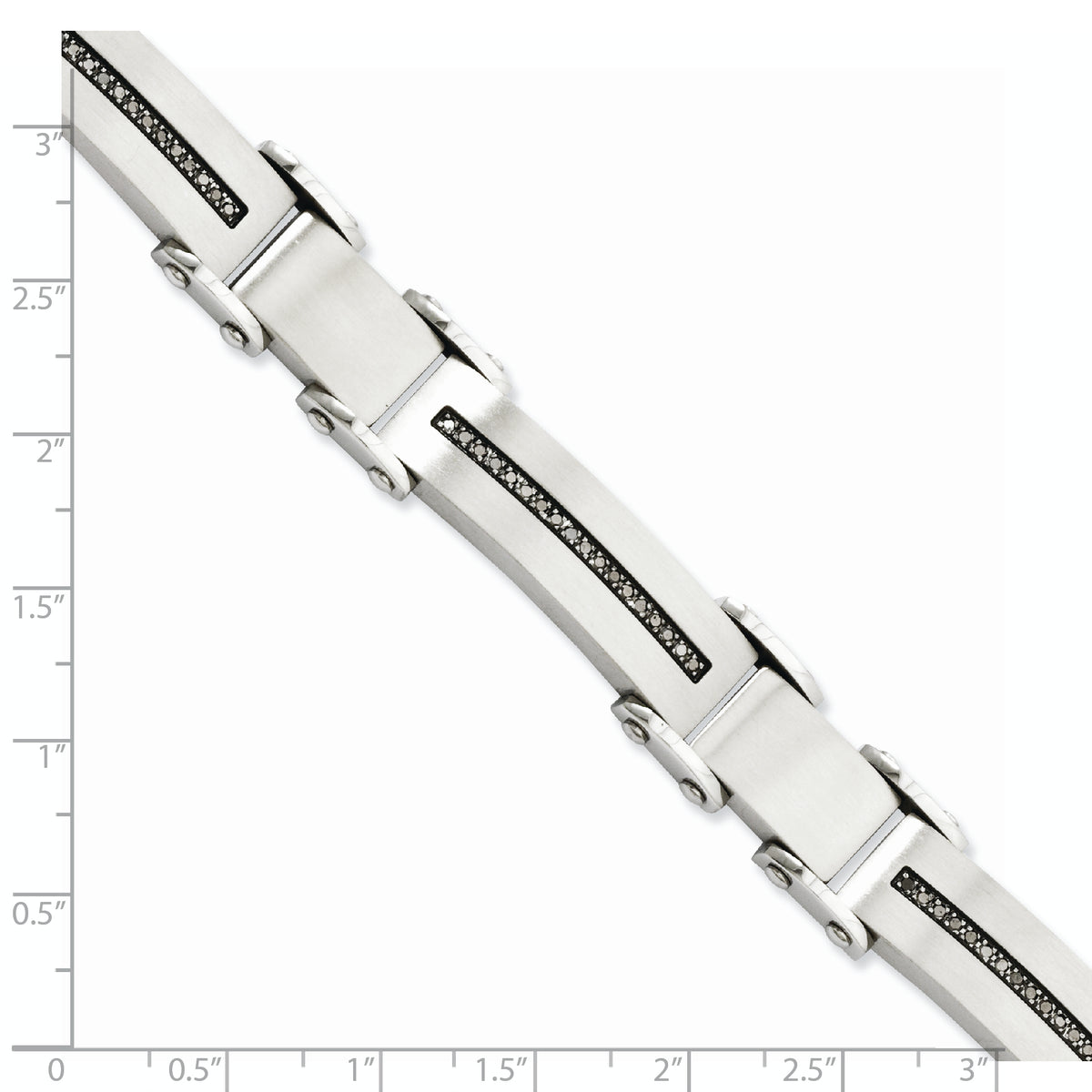Stainless Steel Brushed and Polished with 1/2 carat Black Diamond Bracelet for Men