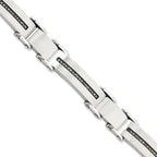 Stainless Steel Brushed and Polished with 1/2 carat Black Diamond Bracelet for Men