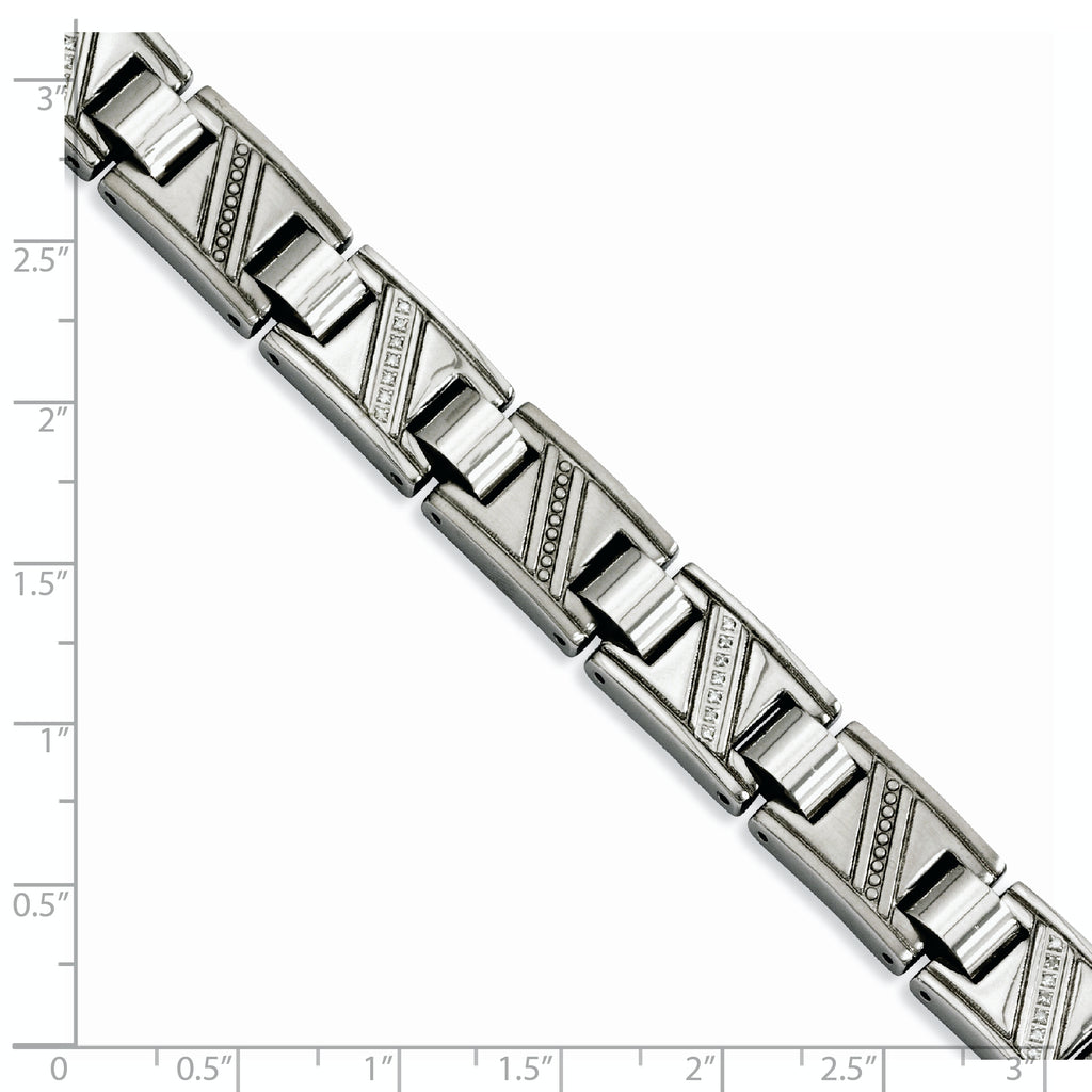 Stainless Steel Polished with 1/10 carat Diamond Bracelet for Men