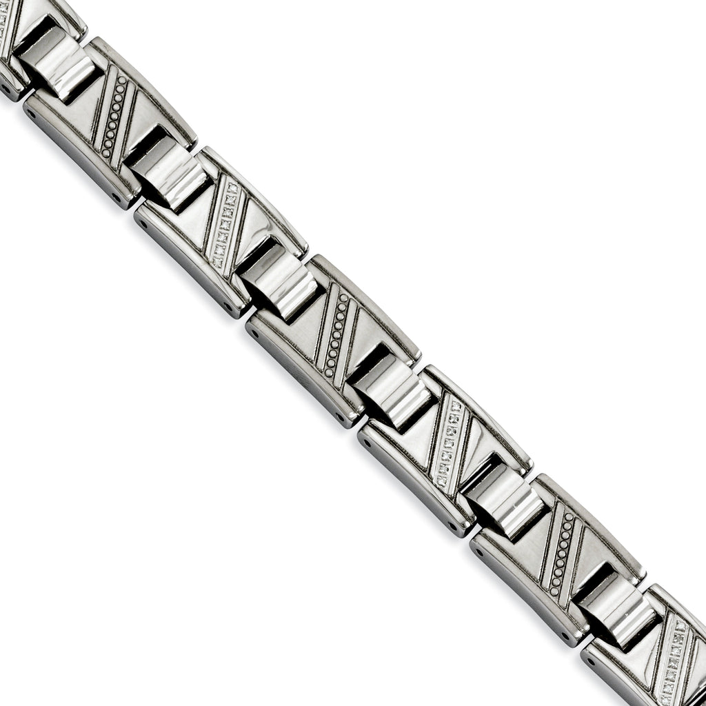 Stainless Steel Polished with 1/10 carat Diamond Bracelet for Men