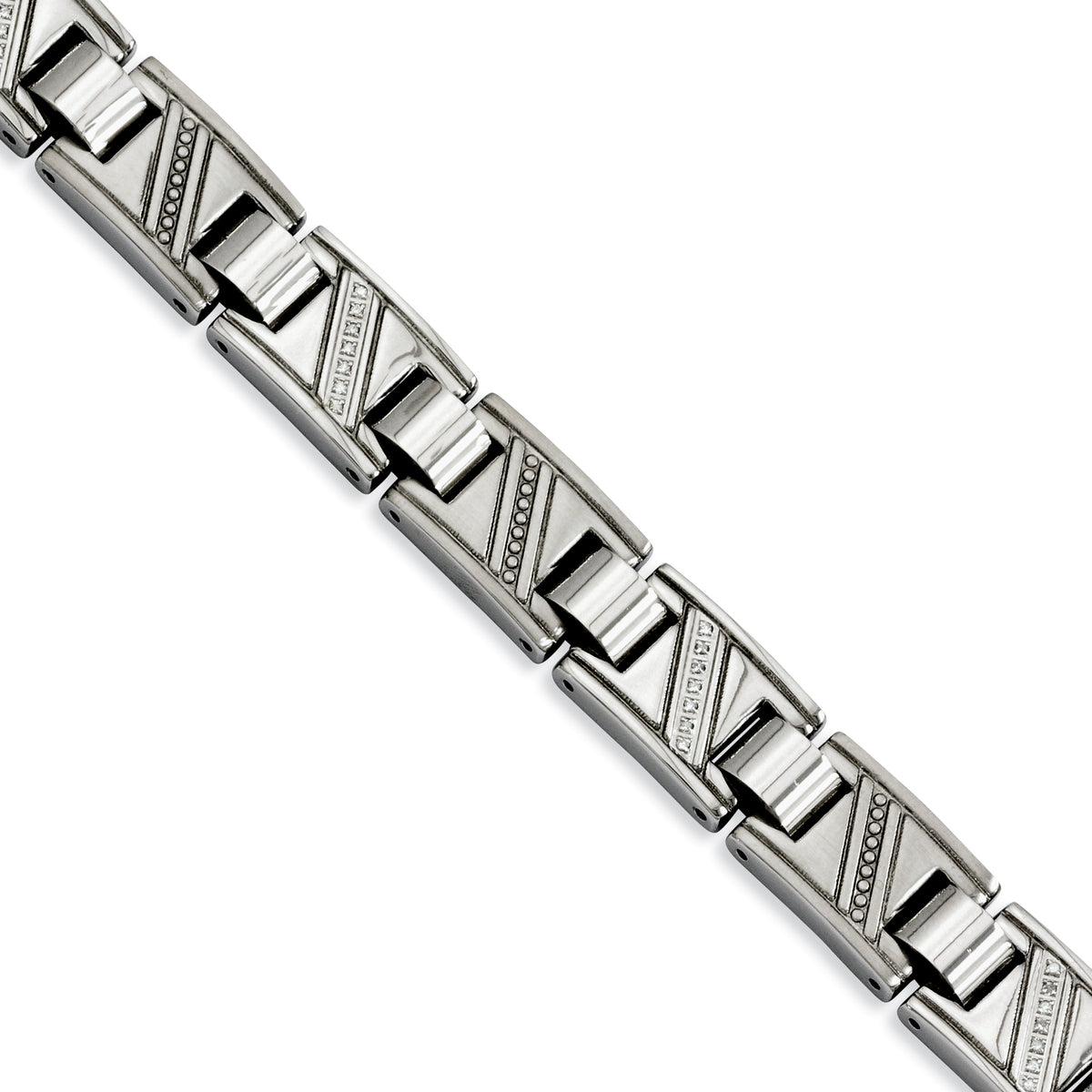 Stainless Steel Polished with 1/10 carat Diamond Bracelet for Men