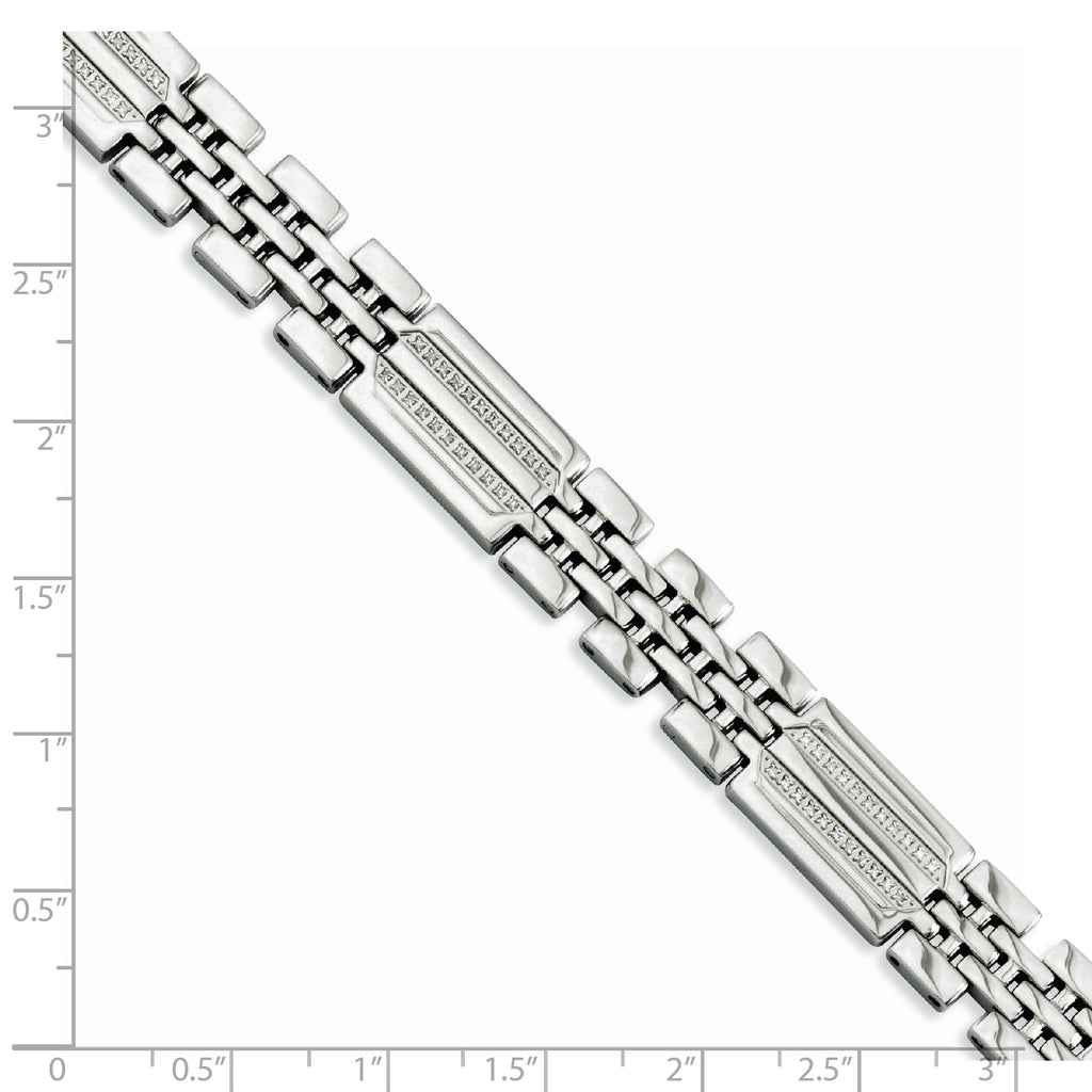 Stainless Steel Polished with 1/4 carat Diamond Fancy Bracelet for Men