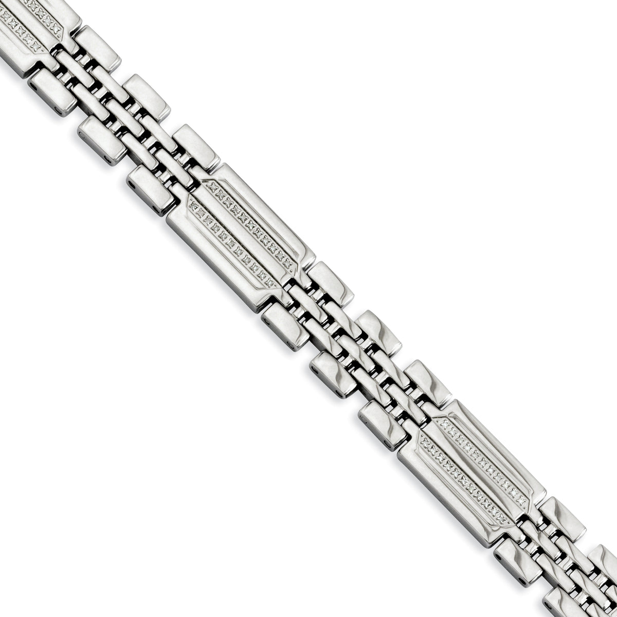 Stainless Steel Polished with 1/4 carat Diamond Fancy Bracelet for Men
