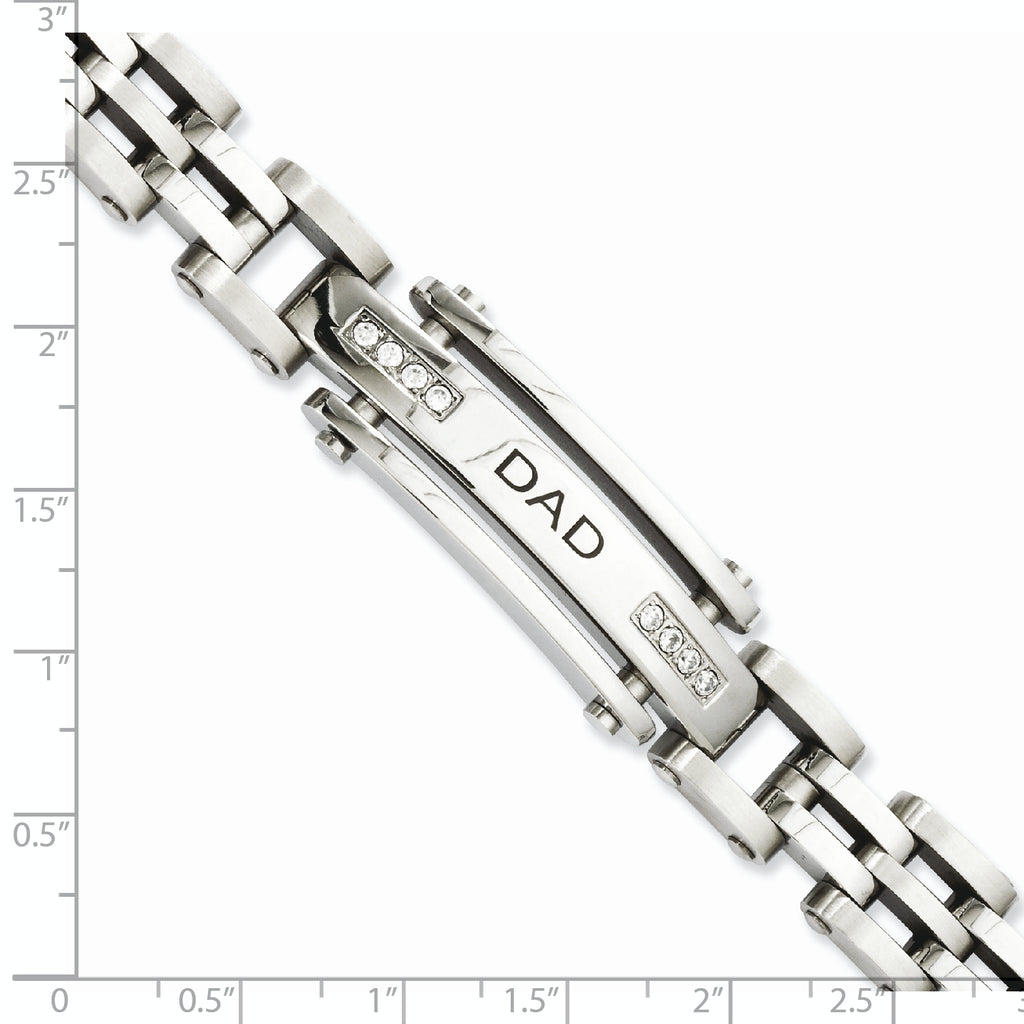 Stainless Steel Polished with Cubic Zirconia Dad Bracelet for Men