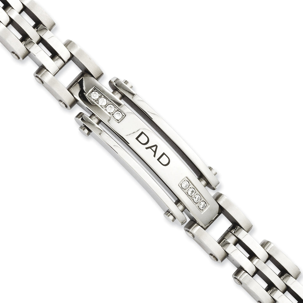 Stainless Steel Polished with Cubic Zirconia Dad Bracelet for Men