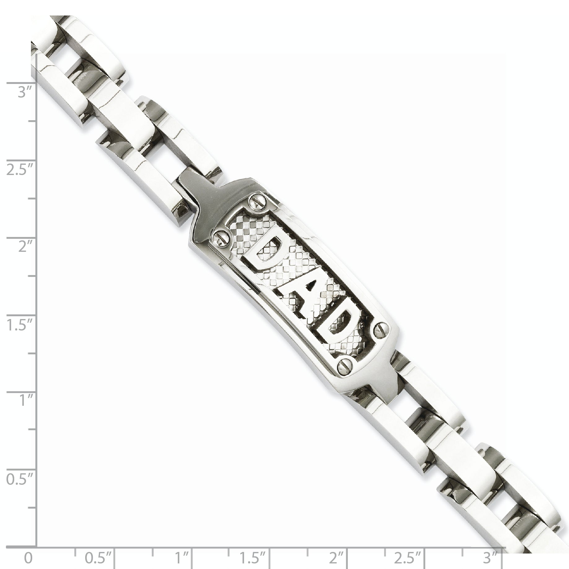 Stainless Steel Polished and Textured Dad Bracelet for Men