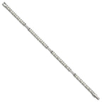 Cubic Zirconia & White Ceramic Link Bracelet in Stainless Steel, 4.8mm, 7.5 Inch - Sophia Jewelers