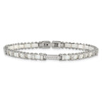Cubic Zirconia & White Ceramic Link Bracelet in Stainless Steel, 4.8mm, 7.5 Inch - Sophia Jewelers