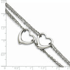 Stainless Steel Polished Cutout Hearts Multi-Strand Bracelet for Women