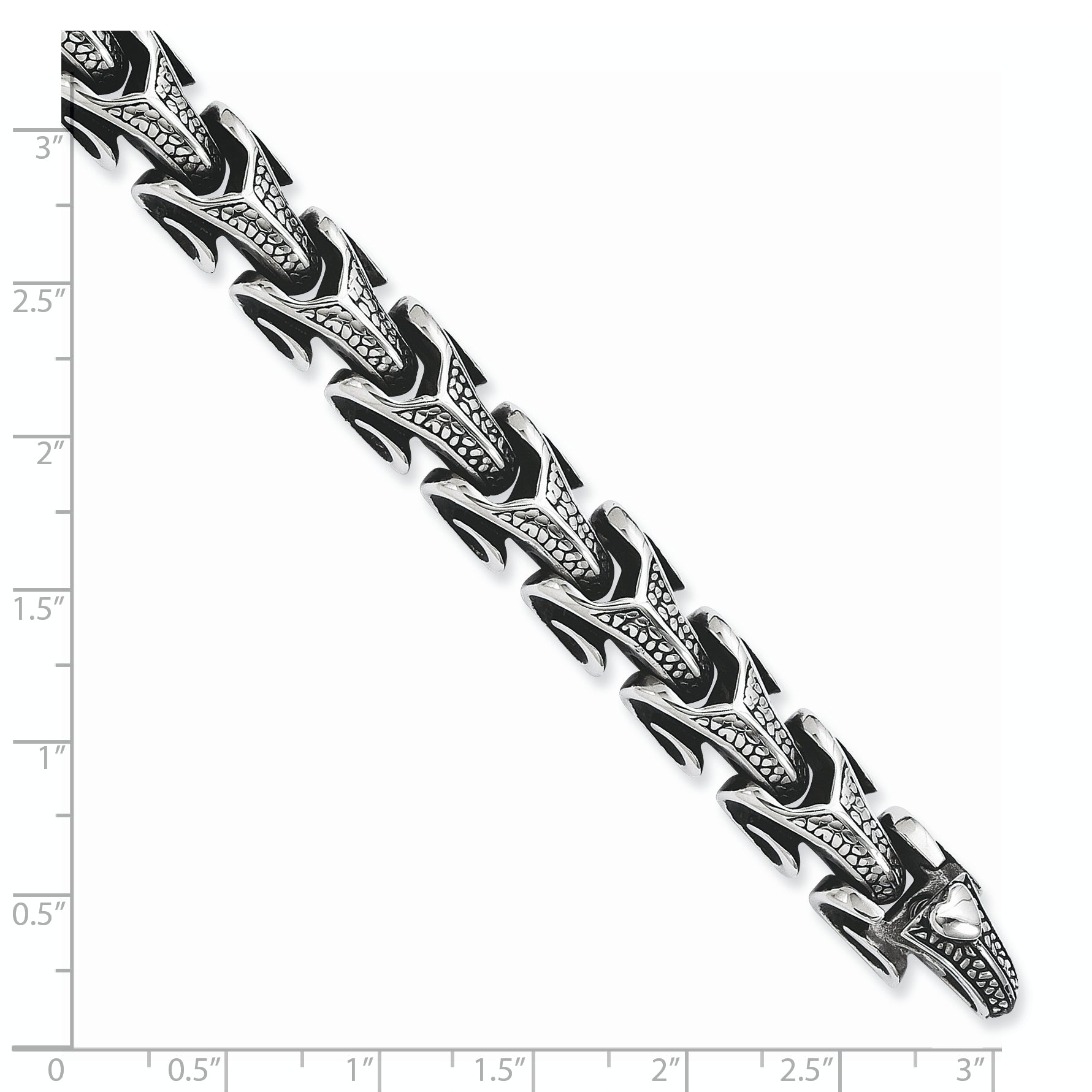 Stainless Steel Antiqued and Polished Dragon Scale Link Bracelet for Men Secondary image