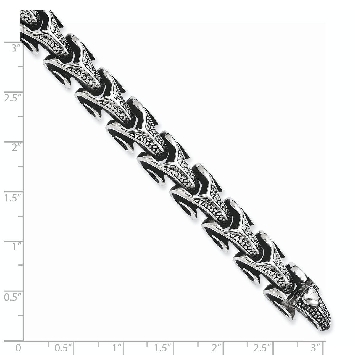 Stainless Steel Antiqued and Polished Dragon Scale Link Bracelet for Men