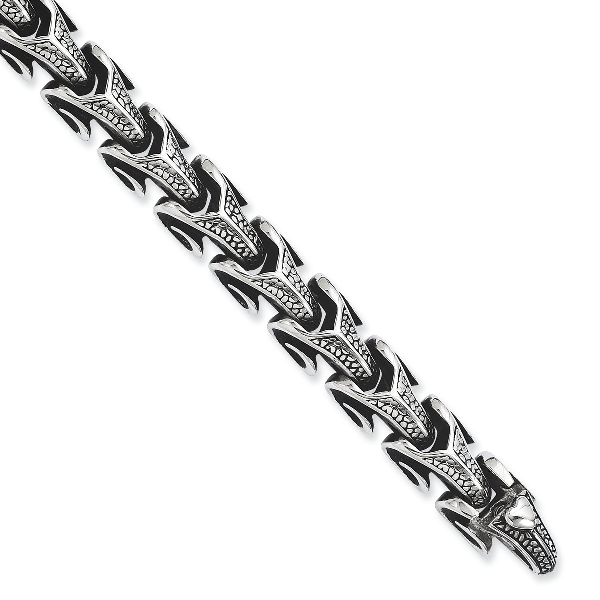 Stainless Steel Antiqued and Polished Dragon Scale Link Bracelet for Men Main image