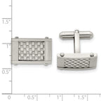 Stainless Steel Brushed and Polished Grey Carbon Fiber Inlay Cufflinks for Men