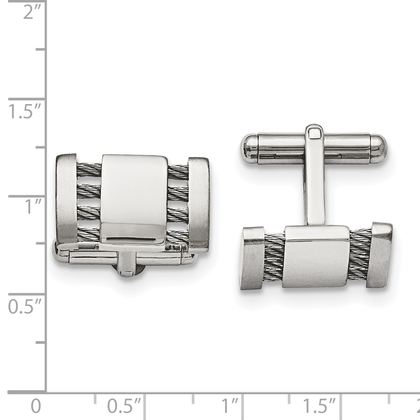 Stainless Steel Brushed & Polished Cable Cuff Links Secondary image