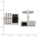 Stainless Steel Brushed Black Carbon Fiber Inlay Cufflinks for Men