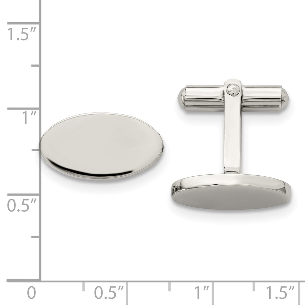 Stainless Steel Polished Oval Cufflinks for Men