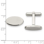 Stainless Steel Polished Oval Cufflinks for Men