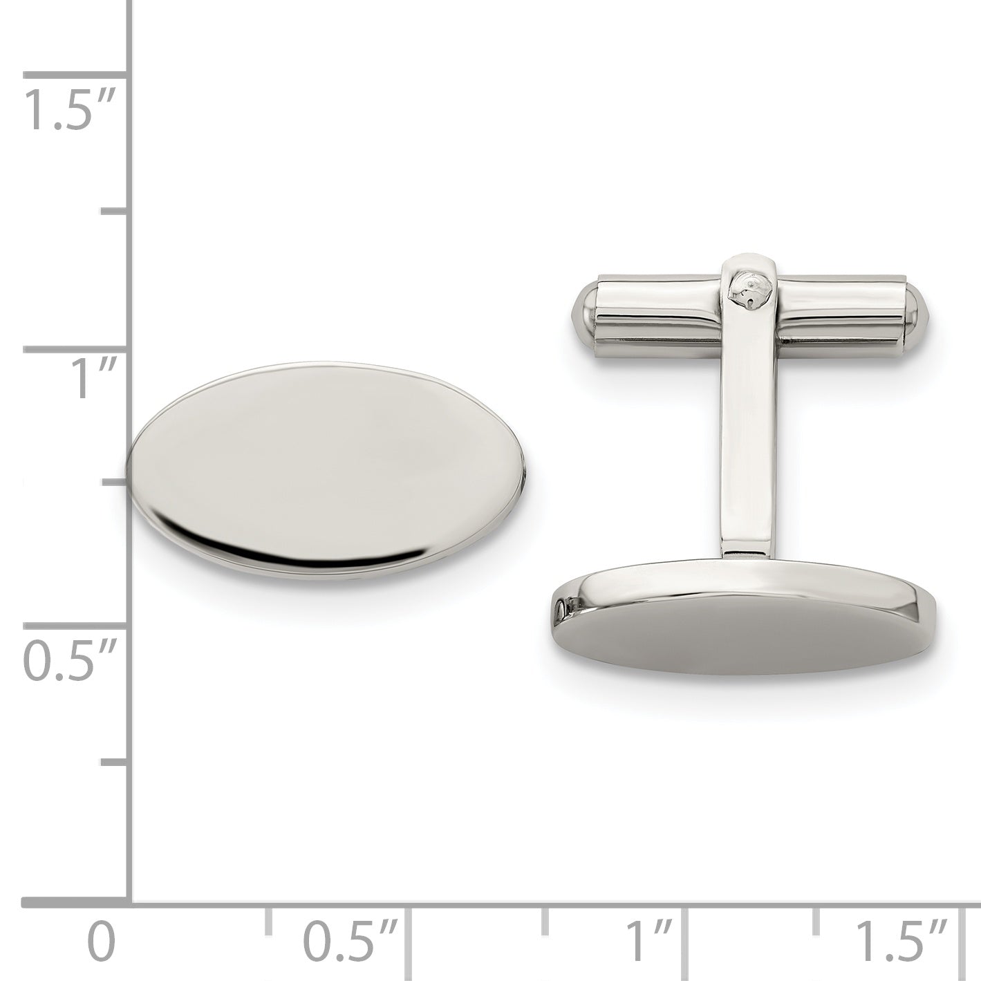 Stainless Steel Polished Oval Cufflinks for Men