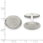 Stainless Steel Brushed and Polished Oval Cufflinks for Men
