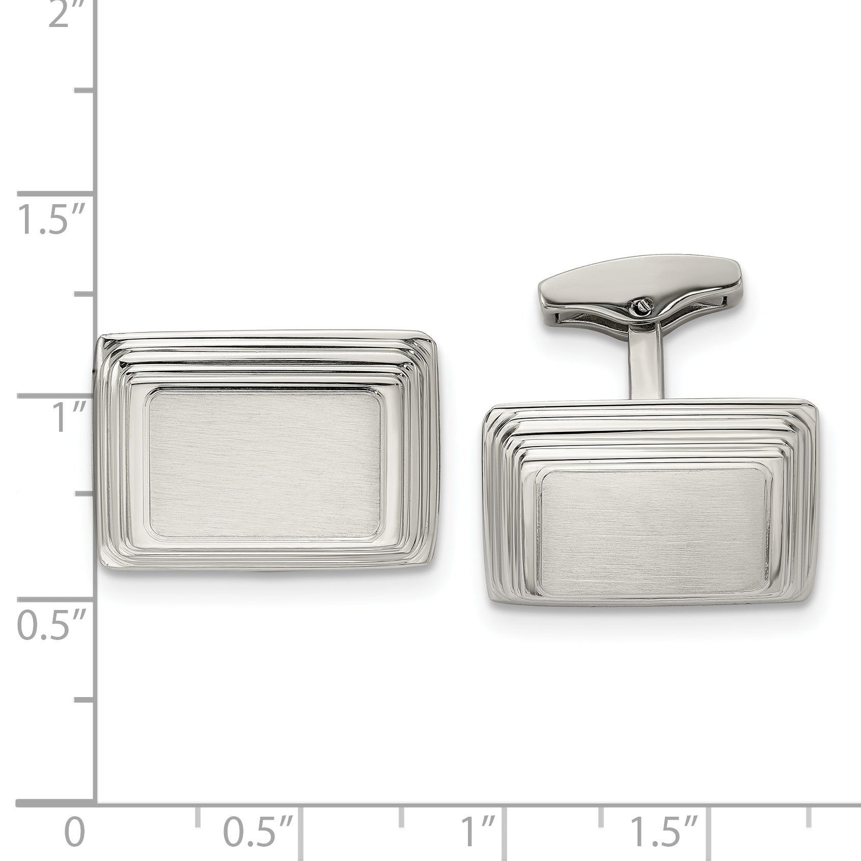 Stainless Steel Brushed and Polished Rectangle Cufflinks for Men