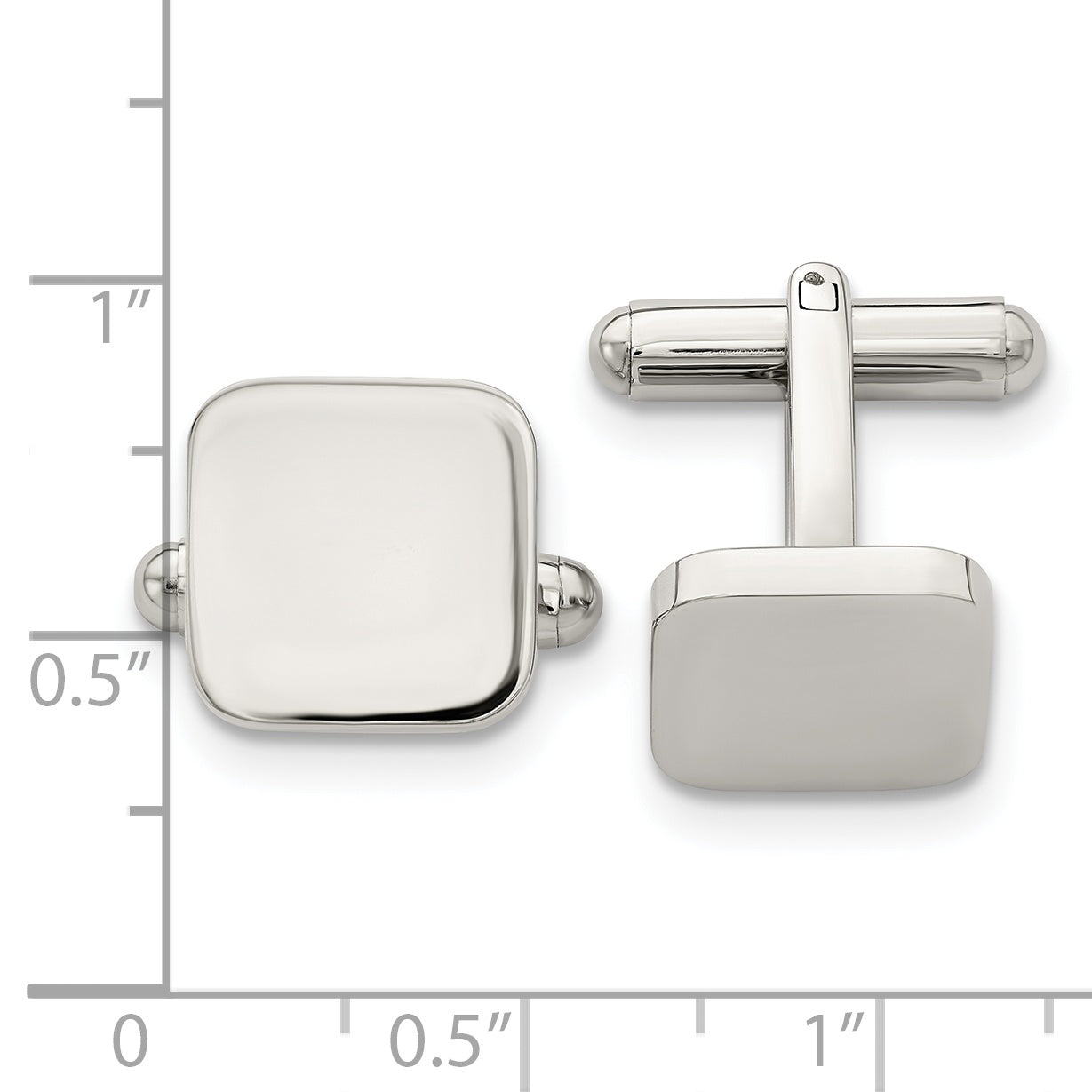 Polished Rounded Square Cufflinks in Stainless Steel Secondary image