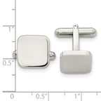 Stainless Steel Polished Rounded Square Cufflinks for Men