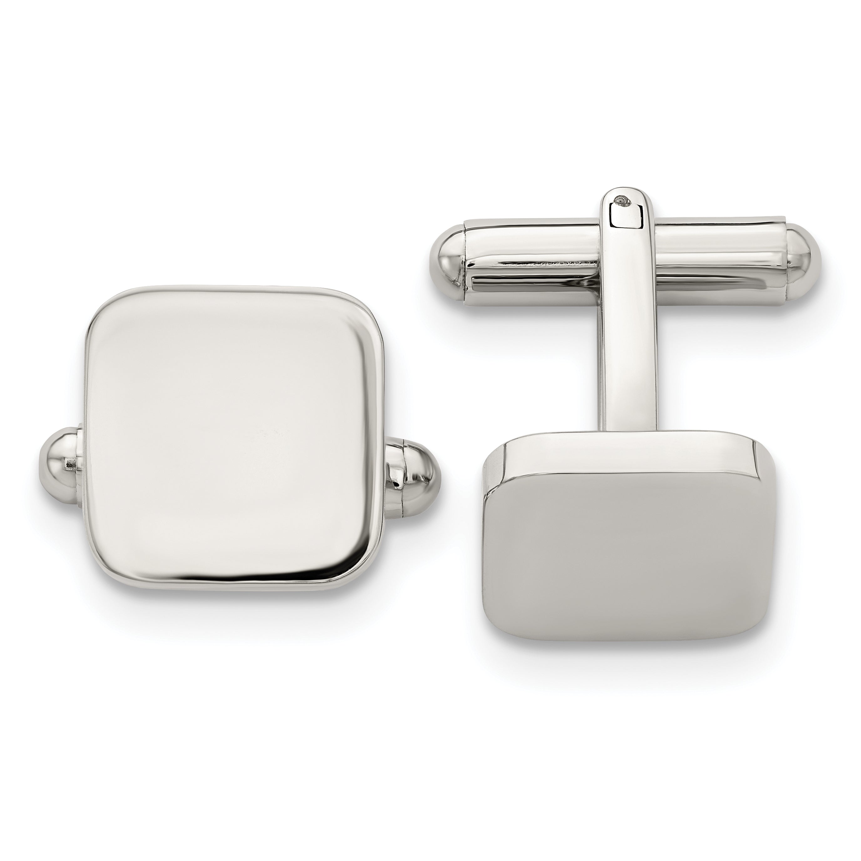 Chisel Stainless Steel Polished Rounded Square Cufflinks Main image