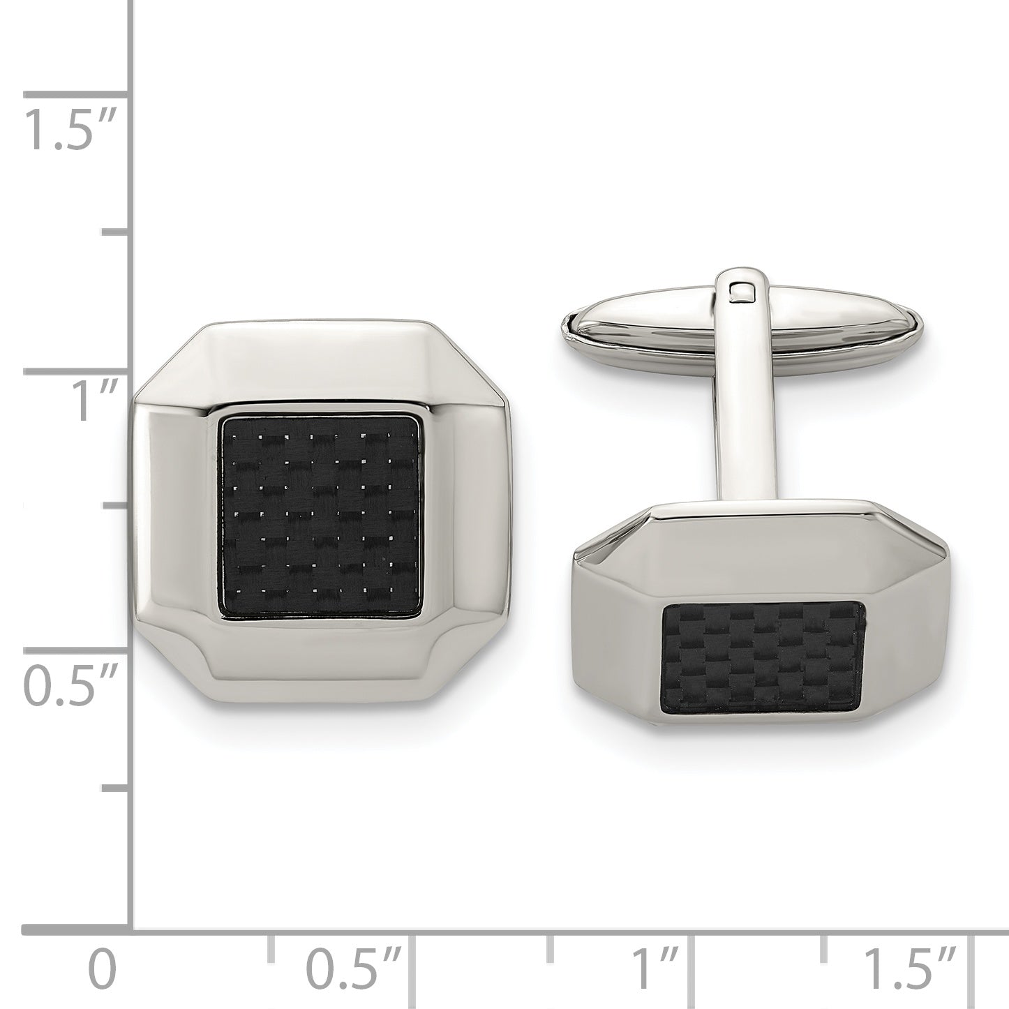 Stainless Steel Black Carbon Fiber Cuff Links Secondary image