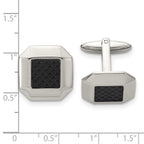 Stainless Steel Polished Black Carbon Fiber Inlay Cufflinks for Men