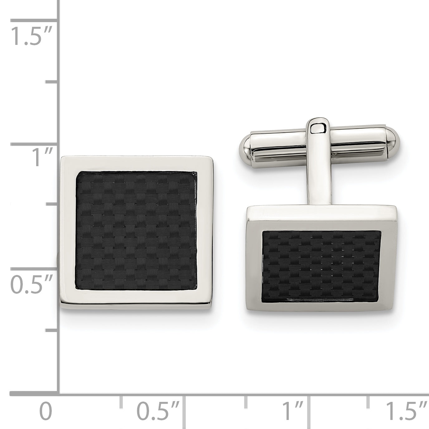 Stainless Steel Black Carbon Fiber Inlay Square Cuff Links Secondary image