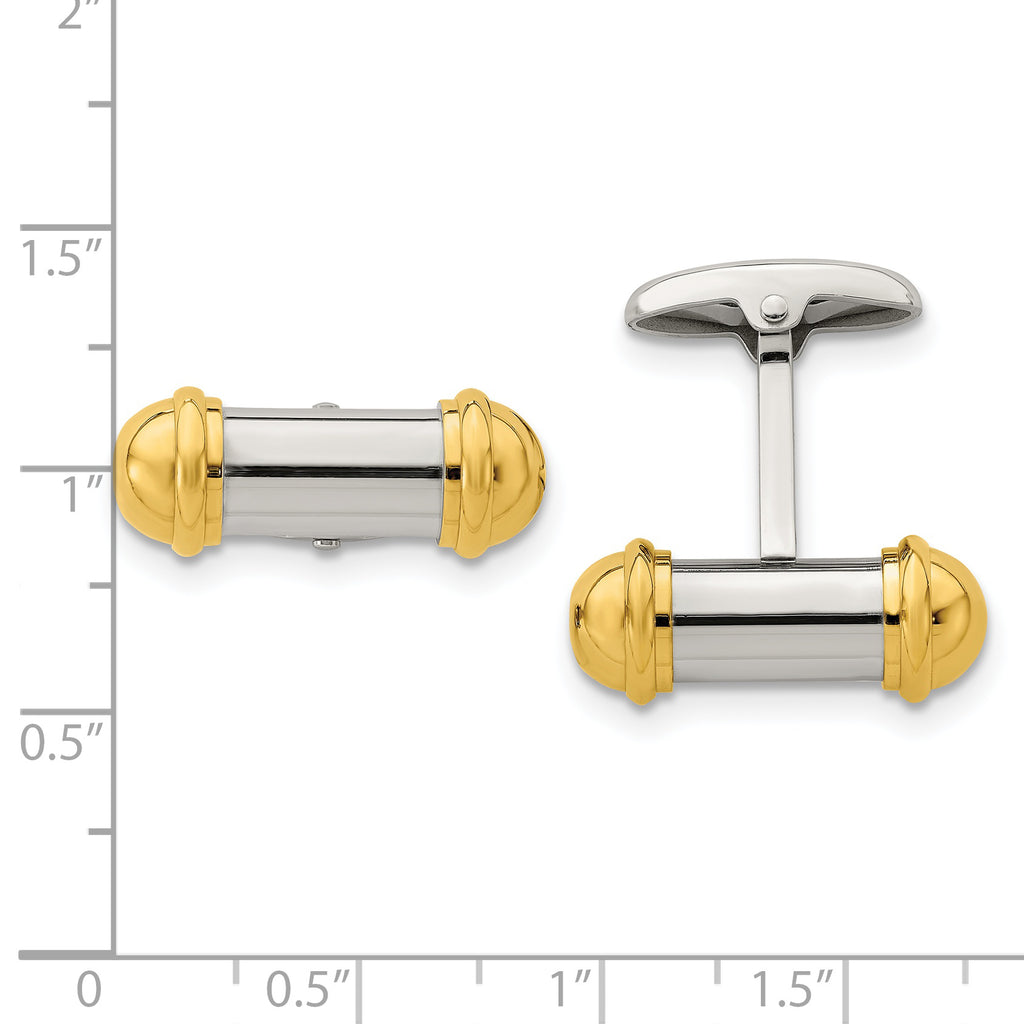 Stainless Steel Polished Yellow IP-plated Cufflinks for Men