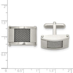 Stainless Steel Brushed and Polished with Wire Inlay Cufflinks for Men
