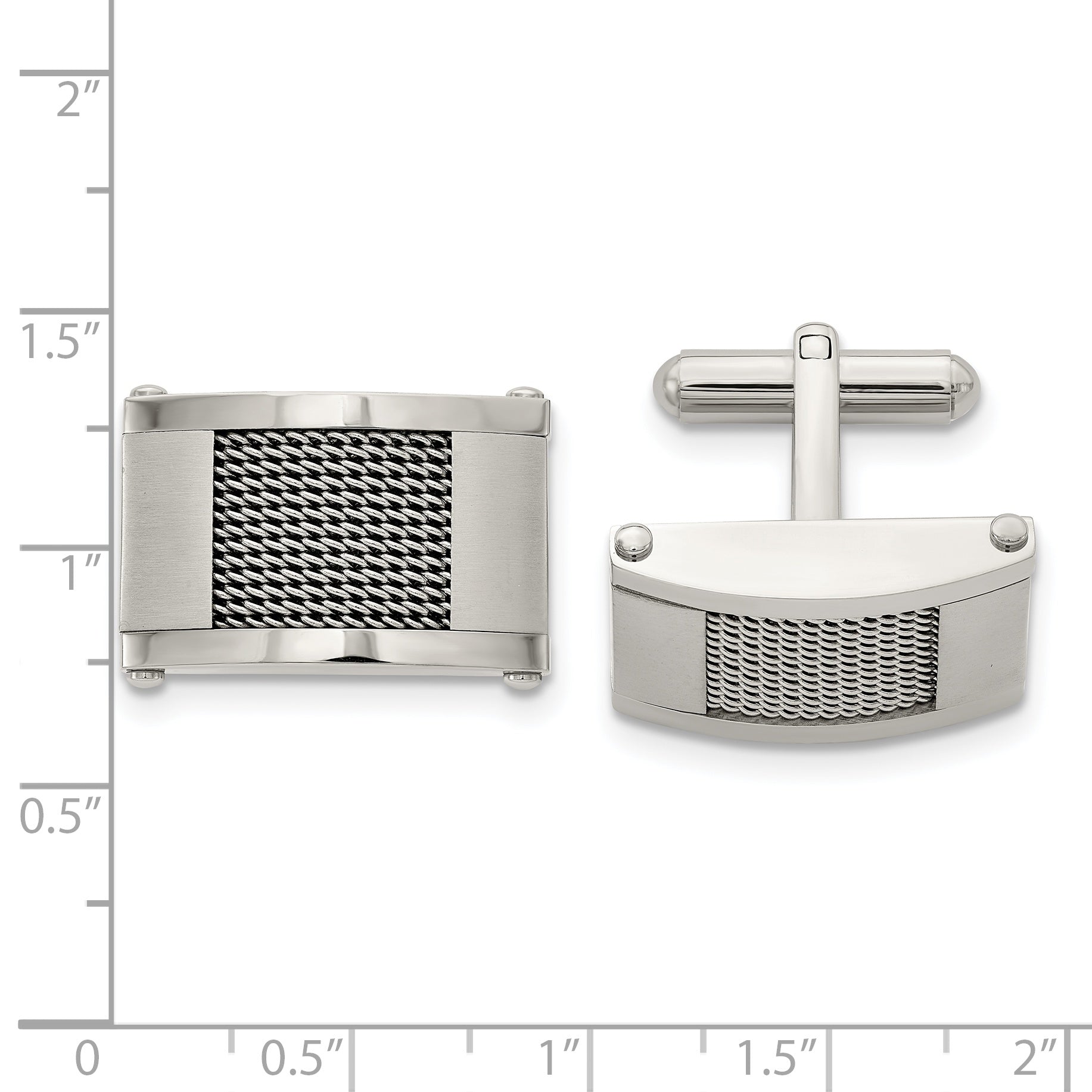 Stainless Steel Brushed and Polished with Wire Inlay Cufflinks for Men