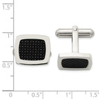 Stainless Steel Polished Black Carbon Fiber Inlay Cufflinks for Men