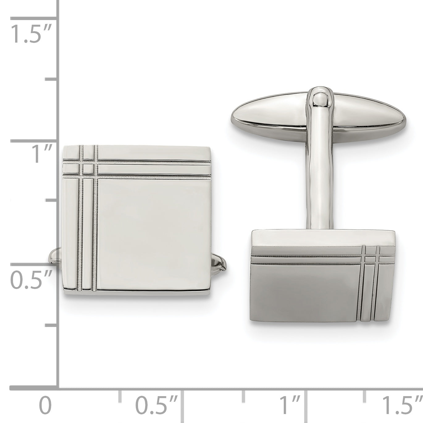 Polished Square Cufflinks in Stainless Steel Secondary image