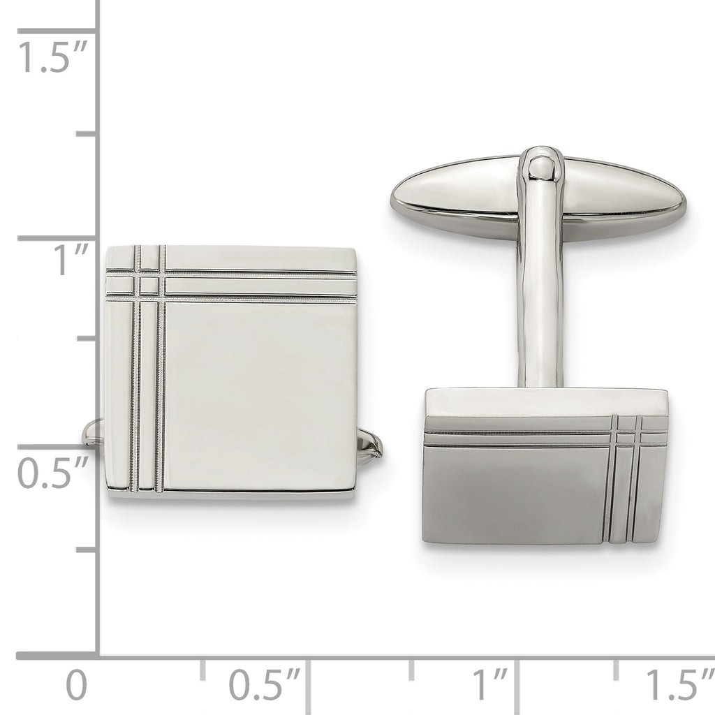 Stainless Steel Polished Square Cufflinks for Men