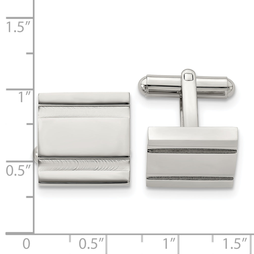 Stainless Steel Polished Square Cufflinks for Men