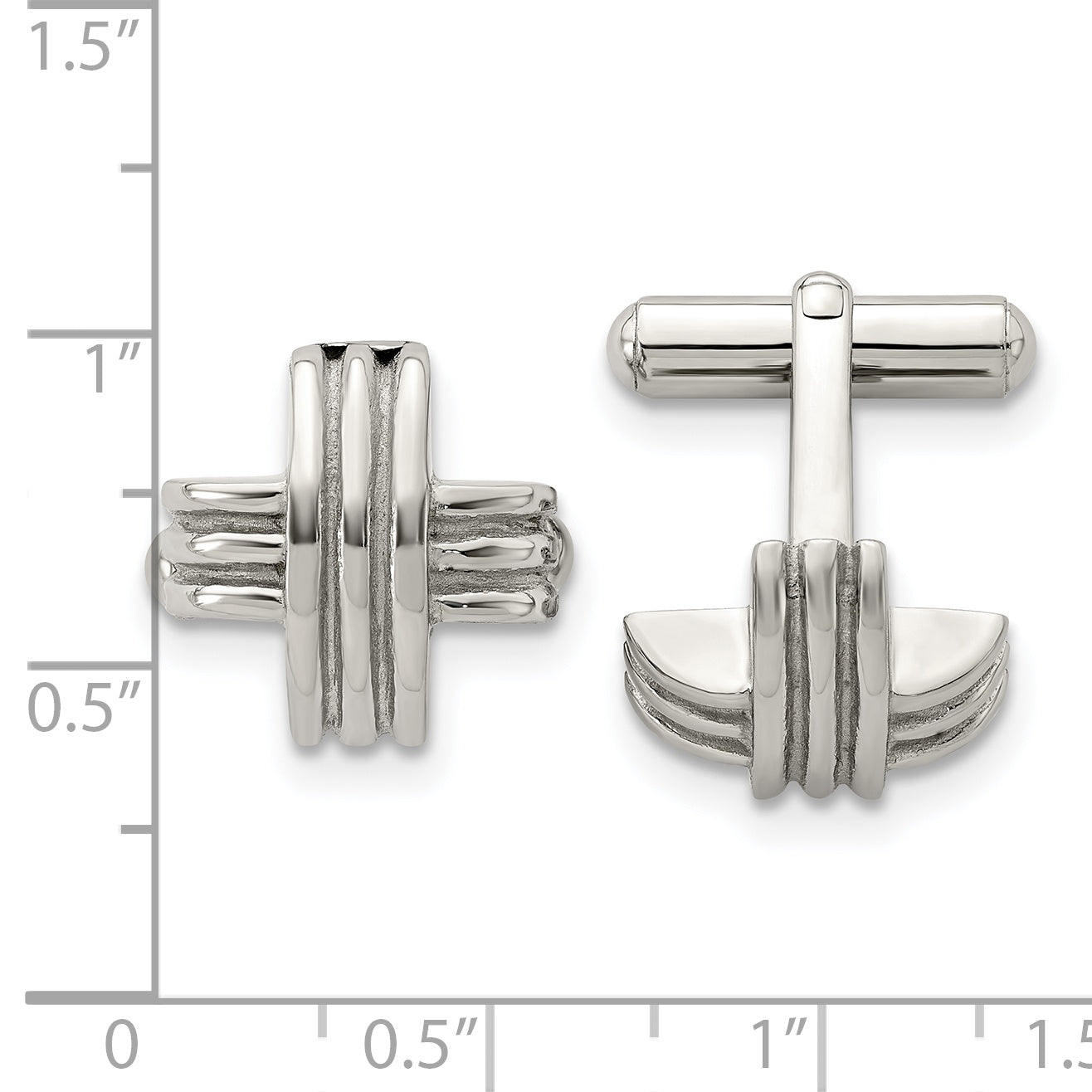 Polished X Cufflinks in Stainless Steel Secondary image