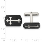 Chisel Stainless Steel Brushed and Polished Black IP-plated Cross Cufflinks