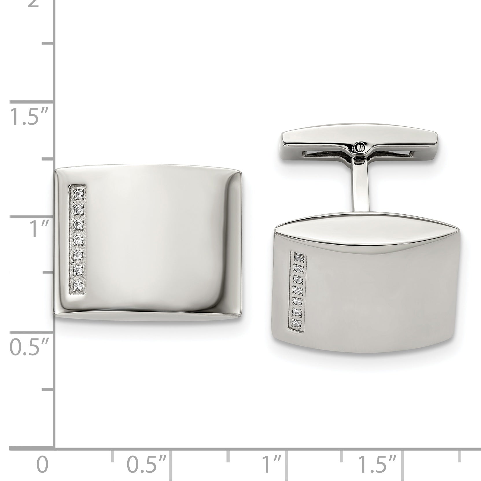 Stainless Steel Polished CZ Cuff Links Secondary image