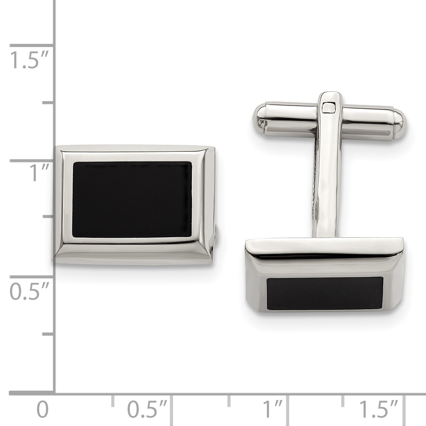 Stainless Steel Black IP-Plated Rectangle Cuff Links Secondary image