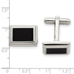 Stainless Steel Polished Black IP-plated Rectangle Cufflinks for Men