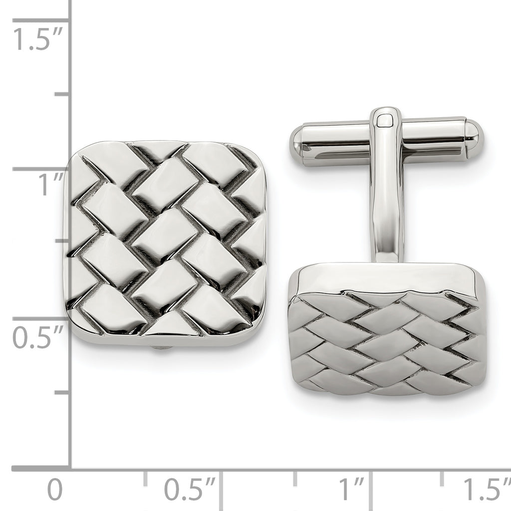 Stainless Steel Polished Weave Design Cufflinks for Men