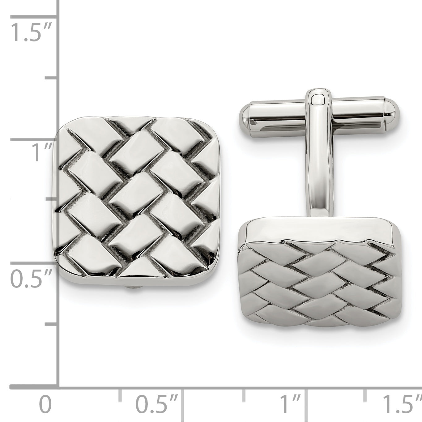 Stainless Steel Polished Weave Design Cufflinks for Men
