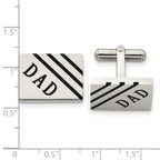 Stainless Steel Polished Enameled Dad Rectangle Cufflinks for Men