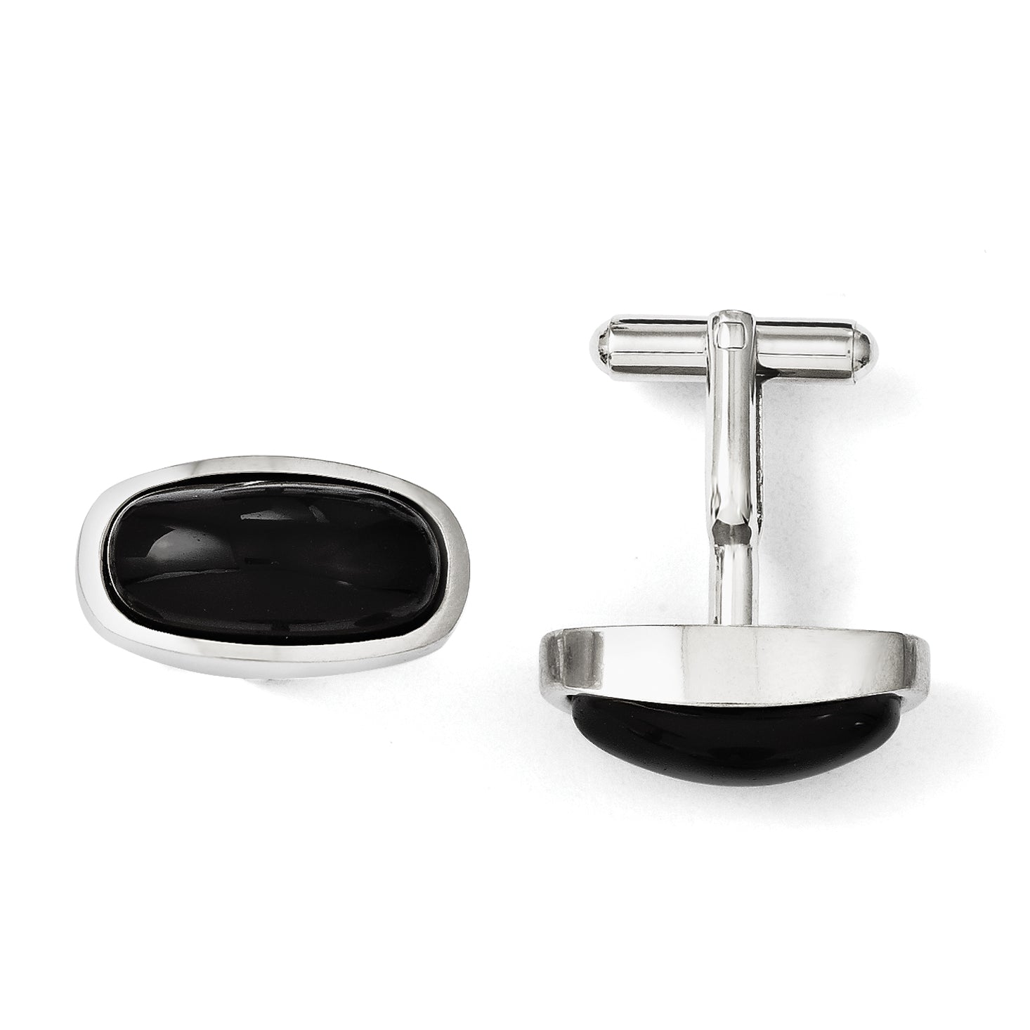 Stainless Steel Black Agate Polished Cufflinks for Men Main image